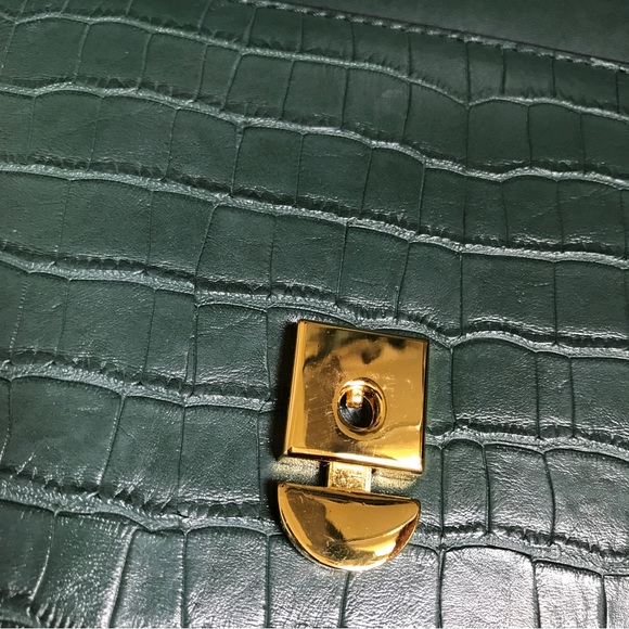 JW Pei Mini Flap Crossbody Dark Green Croc - Picture 9 of 11